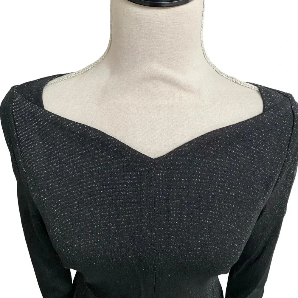 Kate Spade Sparkle Ponte Black Fit Flare Cocktail Dress Size 0